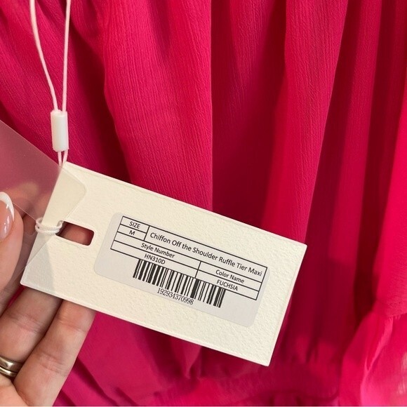 Endless Rose Chiffon Off the Shoulder Ruffle Tier Maxi Dress Size Medium - Picture 8 of 16
